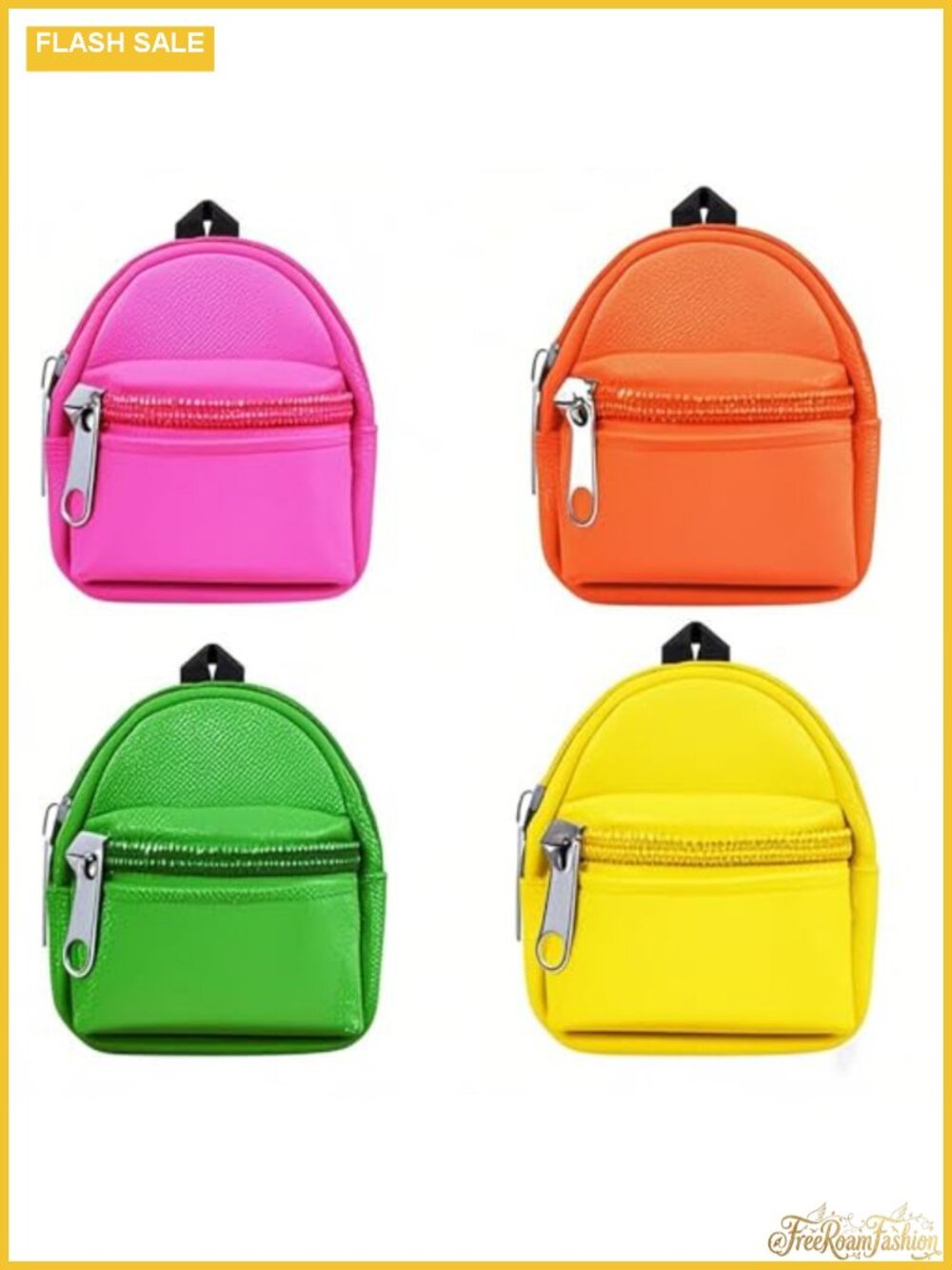 4 Pack Mini Nylon Backpack Keychain Pouch Set with Zipper